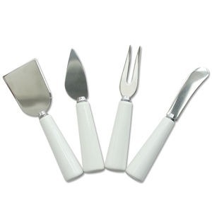 Ensemble de 3 couverts à fromage en métal avec poignée en forme de feuille en laiton en acier inoxydable pour restaurants, hôtels et centres de villégiature - Product Image 4