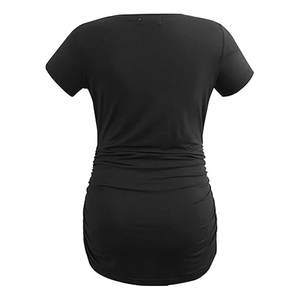 Camisas de maternidad para mujer, camisetas suaves de manga corta para embarazo, ropa informal transpirable elástica para embarazadas, embarazo práctico - Product Image 4