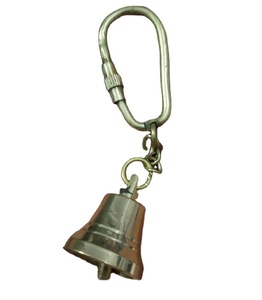 Brass Polish Finish Ship Bell Keychain <b>Temple</b> Hanging Coustmized Brass Hanging Ship's Bell - Product Image 1