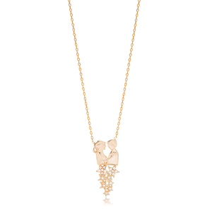 Couble Stars Design Clear Zircon Stone Charm Necklace Pendant Turkish Wholesale Handmade 925 Sterling Silver Jewelry - Product Image 6