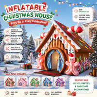 Grande maison de Noël gonflable en forme de maison de pain d'épices, grande tente de Noël gonflable pour l'extérieur, décoration de fête de Noël pour événements