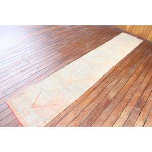 พรมวินเทจสไตล์ตุรกี ขนาด 1.8x10.7 ฟุต สีขาวแดงลายตาราง - Product Image 2