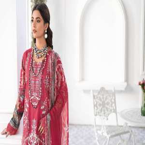 RAMSHA Luxury Lawn Collection Unstitched Pakistan <b>Indian</b> Shalwar Kameez Suits Heavy Embroidery Cotton <b>Fabric</b> Women Loose Fit - Product Image 5