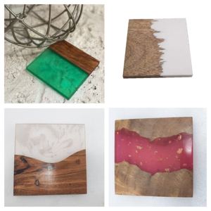 Juego de 4 piezas más vendido, posavasos clásicos de resina epoxi ecológicos, té, café, vino, decoración de mesa de cocina, artesanías de calidad - Product Image 1