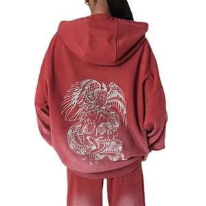 100% coton coréen français Terry doux Streetwear sweats à capuche amples pour dames luxe 500 GSM haute qualité hiver printemps haut à capuche - Product Image 3
