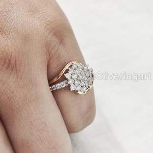 Anillo de Mujer con Circonita Cúbica Natural, Chapado en Oro Amarillo, Anillo Apilable Pequeño y Delicado, Joyería de Plata de Ley 925 - Product Image 4