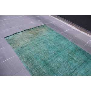 พรมขนาด 3.7x12.2 ฟุต, พรมวินเทจตุรกี, พรมขนสัตว์ลายดอกไม้สีเขียว - Product Image 4