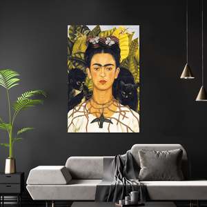 Modern Style Frida Kahlo Portrait <b>Poster</b> Paper Design for Wall Decor with Necklace - Product Image 3