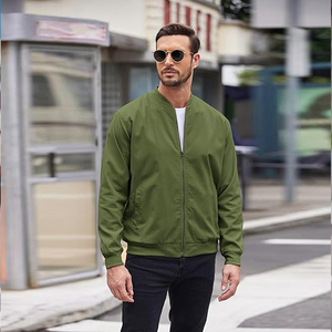 Chaqueta Bomber de Lona de Lujo para Hombre 2025, con Cierre, Cortavientos, Color Sólido, para Exteriores, Cuello en V - Product Image 2