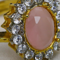 Bague de mariage plaqué or Islam classique pour femme grenat rose menthe vert CZ pierres acier inoxydable personnalisable de haute qualité
