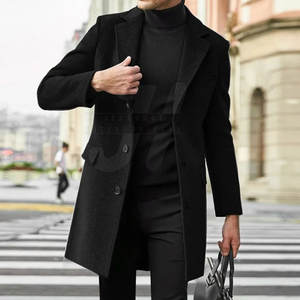 Abrigo largo para hombre con doble cierre frontal y estilo de diseño minimalista Abrigo de palangre clásico para hombre con Forro cálido - Product Image 3