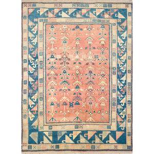 Alfombra de Lana Geométrica Abstracta Nuray, Tejida a Mano, Roja y Naranja, para Sala de Estar, Entrada, Pasillo, Rectangular de 9x12, Modelo Pae-904 - Product Image 1