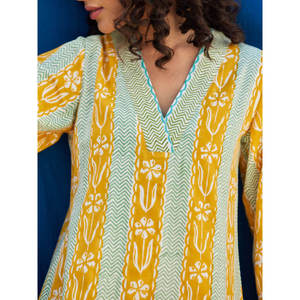 <b>Women's</b> Bohemian Floral Print Long <b>Kurta</b> Shirt Kimono Sleeve V-Neck Loose Fit Spring Summer Cotton Breathable Daily Life Top - Product Image 3