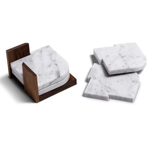 ชุดถาดรองแก้วทำจากไม้อะคาเซียคลาสสิกที่มีที่วางแก้วผิวหินอ่อนและหินเหมาะสำหรับงานแต่งงานคืนของขวัญและของตกแต่งบ้าน - Product Image 1