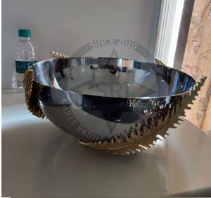 Bol rond en laiton doré de luxe moderne, écologique, grande taille pour servir la salade, les fruits, le chocolat ou le sucre, utilisation en fête - Product Image 1