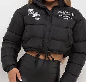 Women's <b>Crop</b> Top <b>Puffer</b> <b>Jacket</b> Embroidered Customizable Cold Weather Ready On-Trend Design Full Personalization Options Cotton - Product Image 5