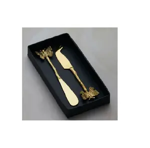 Brass cheese set butterfly handle design flatware customized size brass knives set for kitchenware and restaurants use