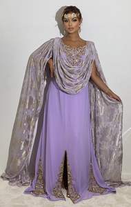 2025 @ Belle robe de Caftan Chaoui bleu ciel clair algérien avec perles de verre en cristal embellies, Dabka, perles de travail pour mariage - Product Image 2