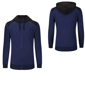 Tela de lana pesada para calidez y comodidad en otoño e invierno Sudadera con capucha con cremallera completa y bolsillo de canguro - Product Image 2