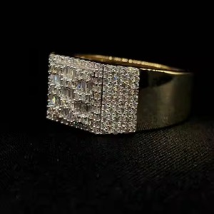 Vente chaude VVS Lab Grown Diamant Sterling Plaqué Or Hiphop Style Diamant Test Passe Beau Cadeau pour Hommes Femmes Bague De L'Inde - Product Image 3