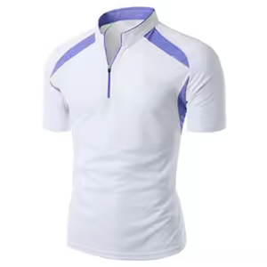 Camiseta ligera de entrenamiento de algodón orgánico 100% para hombre, camiseta de entrenamiento de gimnasio de manga corta con cuello con cremallera y diseño transpirable - Product Image 4