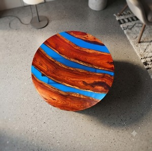 Natural Crafts Handmade Customizable Modern Wood Resin Coffee <b>Table</b> Blue <b>Epoxy</b> Inlay Religious Antique Imitation for Home - Product Image 1