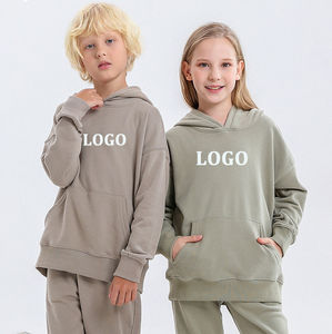 Sudaderas de gran tamaño de otoño Vintage personalizadas al por mayor de fábrica para niños, ropa de invierno con capucha para niños con patrón sólido - Product Image 5