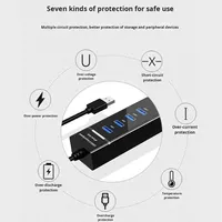 Hub USB 3.0 de Alta Velocidad con 4 Puertos, Divisor, Extensor y Adaptador para Computadora, Compatible con 2.0, en Stock