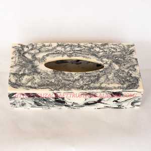 Boîte à mouchoirs en résine Simple aspect marbre luxe moderne maison stockage personnalisable fantaisie vente en gros de mouchoirs - Product Image 2