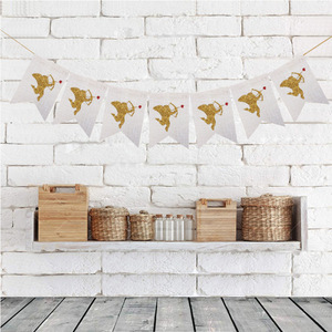 Wedding Banners Glitter Cupid Burlap Swallowtail Flag for Proposal <b>Engagement</b> Valentine's Day Party <b>Decor</b> - Product Image 4