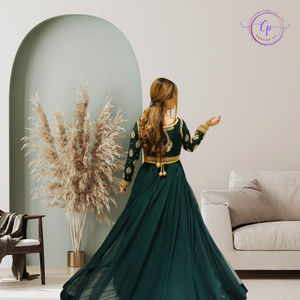 ANARKALI ORNÉ À LA MAIN VERT SOLIDE-Robe de soirée et tenue de bal en gros - Product Image 5
