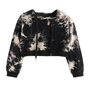 Top corto para mujer, sudaderas con capucha Tie Dye de alta calidad, algodón personalizado, transpirable, sudaderas con capucha Tie Dye para mujer con color personalizado - Product Image 6
