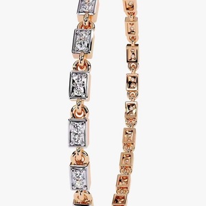 Pierres de coupe rectangle certifiées IGI dans la conception de lien de boîte Bracelet de tennis Moissanite de luxe en or jaune/rose/blanc 10K/14K pour femme - Product Image 6