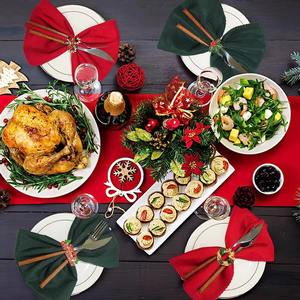 Porte-anneau de serviette Design arbre de Noël festif pour dîner de vacances fêtes de mariage Table d'hôtel Accent décoratif de l'Inde - Product Image 2