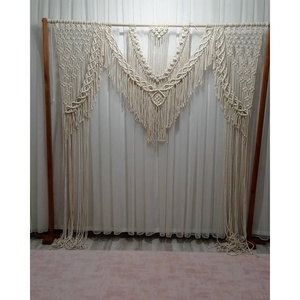 ผ้าม่านฉากหลังงานแต่งงานสไตล์โบฮีเมียนทำมือจากผ้าฝ้าย สำหรับตกแต่งผนังและซุ้มประตู - Product Image 3