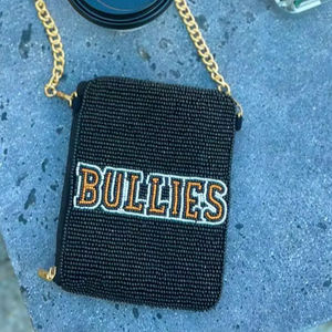 Monedero de Cuentas de Semillas con Diseño de Truco o Trato, Bolsa para Monedas con Bordado de Cuentas de Semillas - Product Image 1