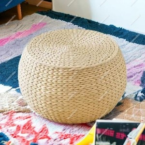 Tabouret pouf pouf personnalisé tissé naturel en rotin solide et durable pour salon cuisine hôtel console incrustée d'os - Product Image 1