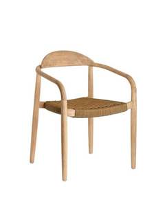 Fauteuil scandinave en cordon tissé Chaise de salle à manger en bois massif faite à la main avec siège en cordon de papier - Product Image 4