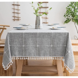 <b>Linen</b> GOTS Certified Yellow Green Solid Square Tablecloth Customized Waterproof Disposable Banquet Party Wedding - Product Image 6