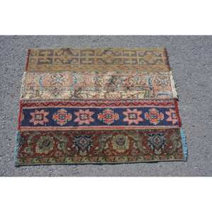 Tapis turc traditionnel rouge noir Vintage 2,8X3,4 pieds Patchwork en latex de laine de grande taille pour le décor de couloir de salon pour les adolescents - Product Image 3