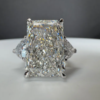 10 carats coupe rayonnante laboratoire cultivé diamant trois pierres bague de fiançailles 14K or blanc F couleur VVS clarté pour les femmes grande bague en diamant