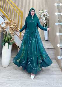 Venta caliente Royal Maroon Blush Serenity Emerald Grace Modest Sets Elegante Satén Syari Con Capucha Casual Tassel Midnight Elegance - Product Image 3