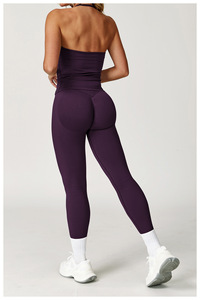 Conjunto de ropa deportiva de Yoga de talla grande de cintura media para mujer personalizada, ropa deportiva elástica transpirable de 5 piezas para correr - Product Image 3