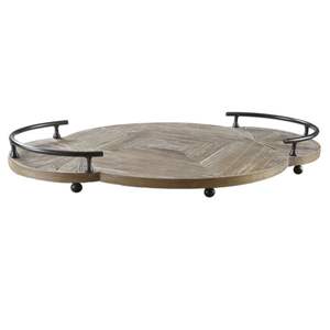 Bandeja de madera de mango pulido oscuro de Metal de forma ovalada, servidor de alimentos más vendido, utensilios de cocina, plato de comida - Product Image 5