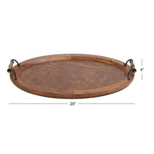 Luxury High Quality Solid Acacia Wood Handmade Modern <b>Breakfast</b> Serving <b>Tray</b> Customizable Glass Plate Custom Logo Commercial - Product Image 1