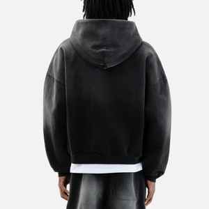 Sweat-shirt épais personnalisé brodé de style streetwear, sweat-shirt à capuche uni avec fermeture éclair, 400GSM, poids lourd, super molleton, pour homme, 100% coton - Product Image 2