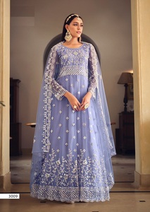 Robe Anarkali à la demande avec broderie à séquence lourde pour les femmes vêtements de fête de l'Inde Export - Product Image 6