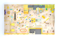 Aire de jeux intérieure personnalisée pour enfants Diggerland, centre de jeu avec piscine à sable, excavatrice, grue, camion et mur de sable