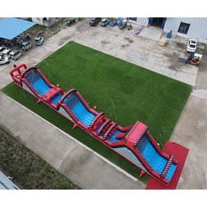 Pista de Obstáculos Inflable Gigante Roja de PVC, Extra Larga, de Grado Comercial, Juego de Desafío Inflable para Niños y Adultos, Portátil, para Carnaval - Product Image 4