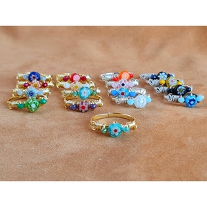 Pendientes de Estilo Boho con Baño de Oro y Plata, Adornados con Cuentas de Vidrio Florales, Joyería de Moda para Reventa - Product Image 2